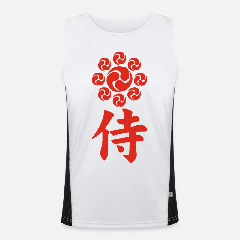Samurai-Emblem des Uesugi-Clans (rot) Funktionelles Kontrast-Tank Top für Männer 