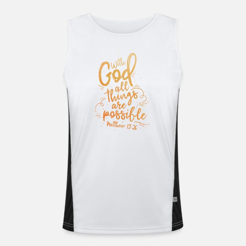 With God all things are possible Men's Functional Contrast Tank Top 