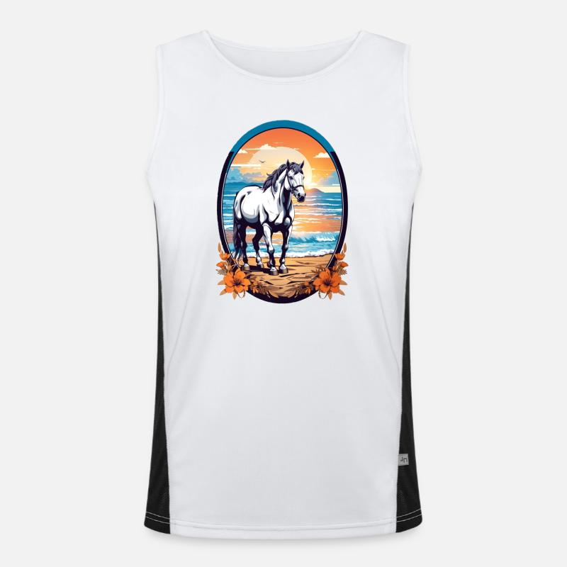 Cheval sur la plage Débardeur respirant contrasté Homme 