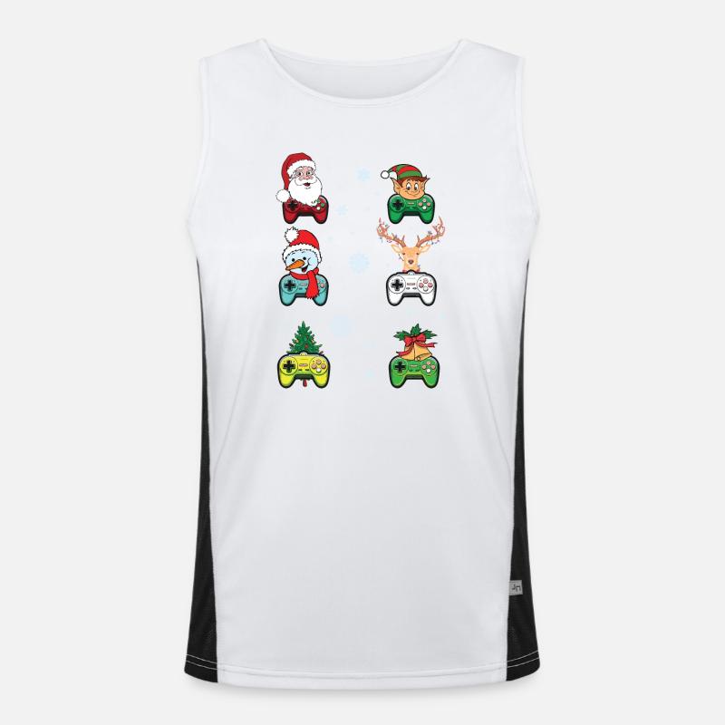 Festive Gaming Characters with Christmas Elements - Men's Functional Contrast Tank Top  - white/black