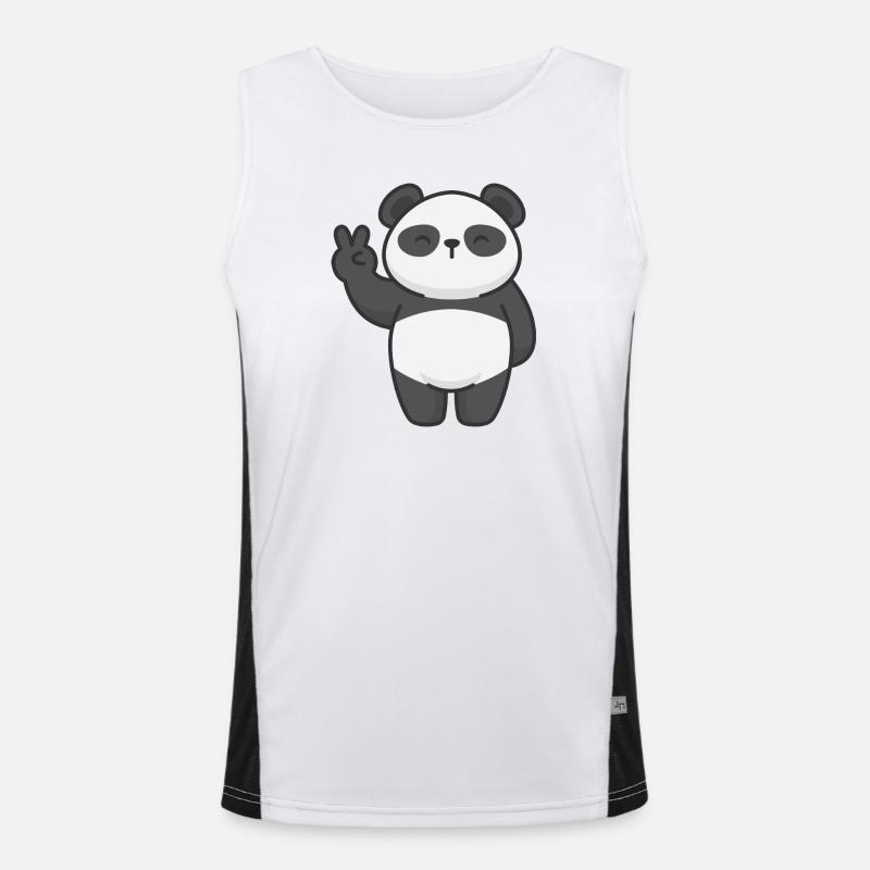 Motiv Panda mit Friedenszeichen Comic Funktionelles Kontrast-Tank Top für Männer 