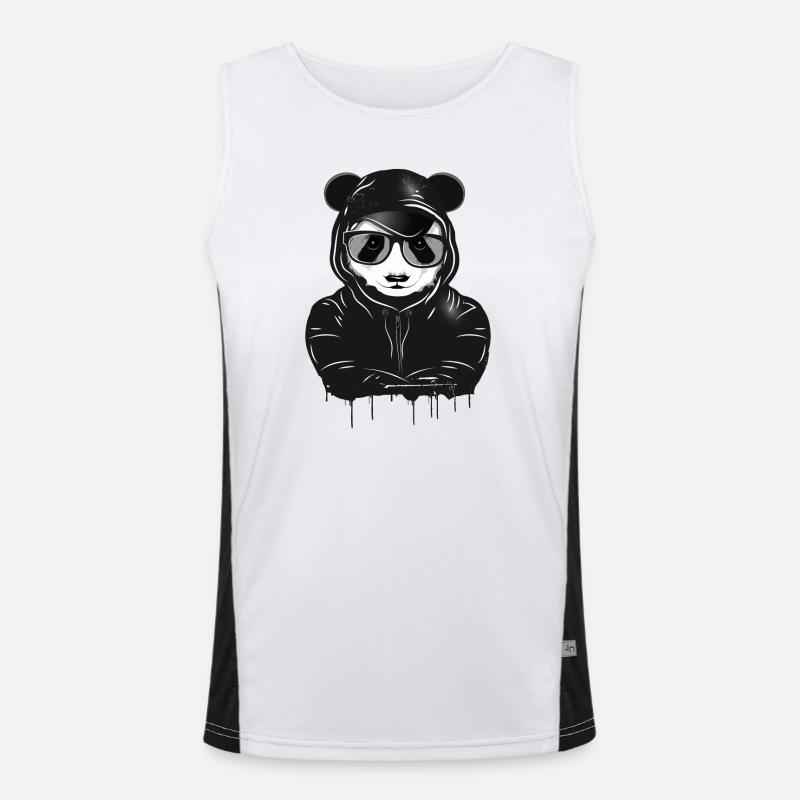 witziger Panda Bär mit Hoodie,Basecap und Brille Funktionelles Kontrast-Tank Top für Männer 