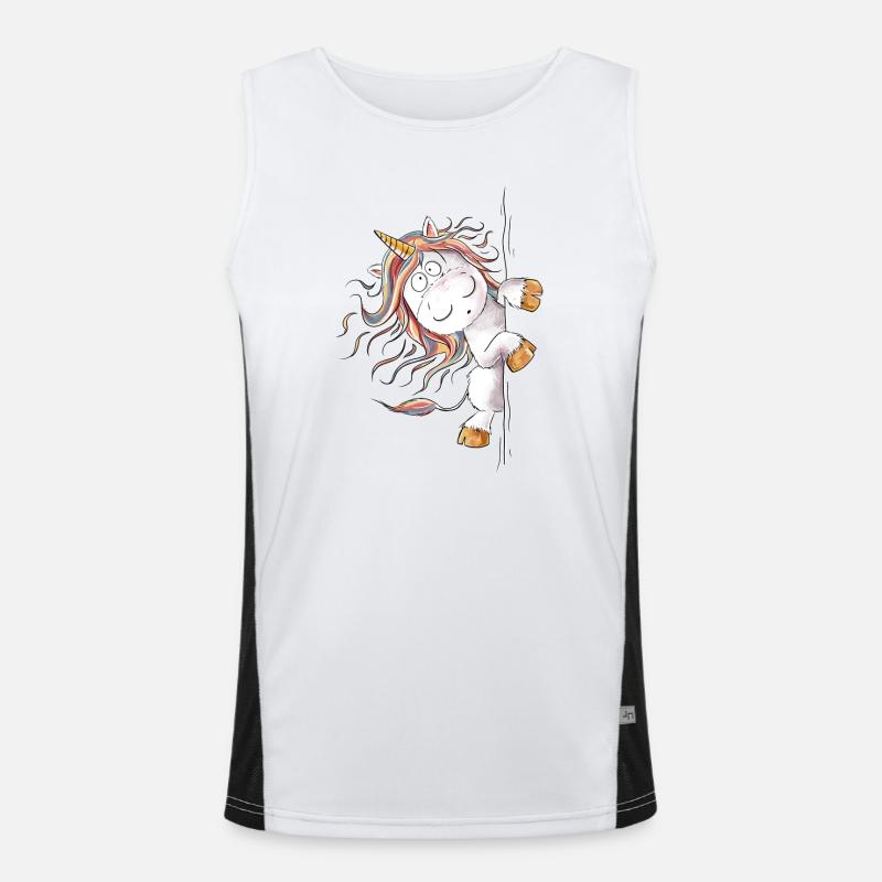 Drolliges Regenbogen Einhorn Fantasy Funktionelles Kontrast-Tank Top für Männer 