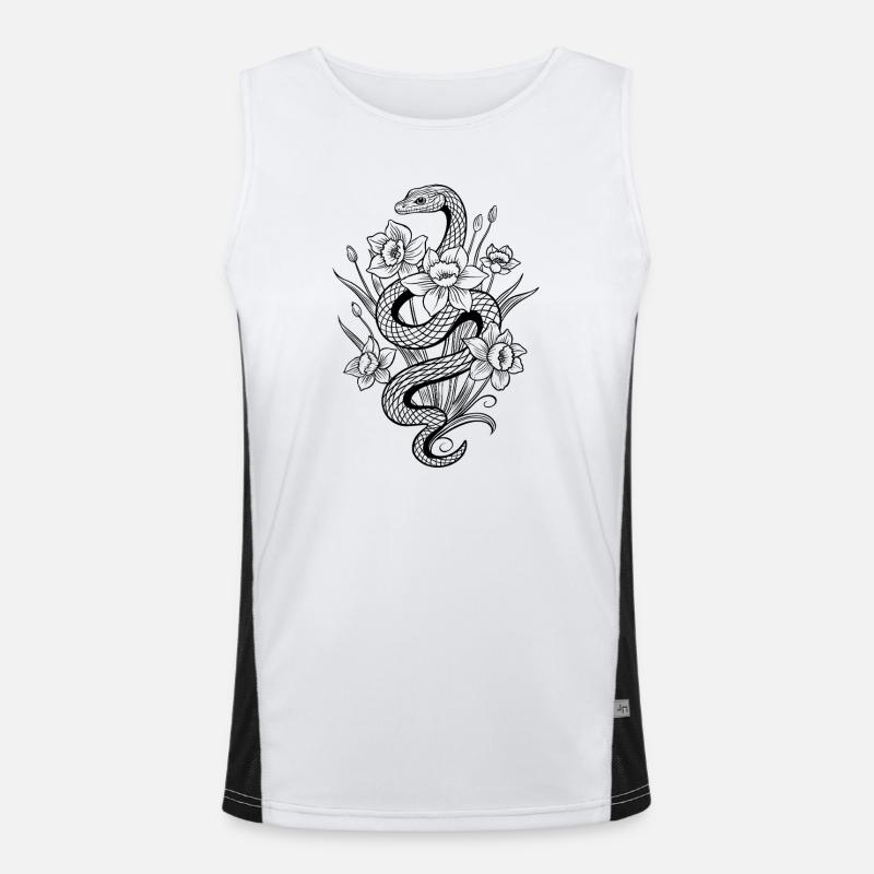 Serpent avec des jonquilles à colorier soi-même Débardeur respirant contrasté Homme 