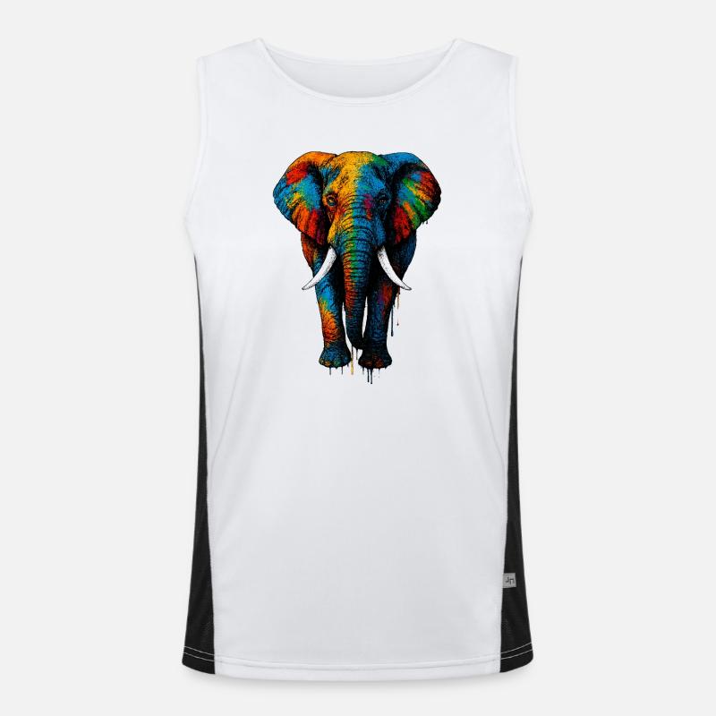 Bunter Elefant Regenbogen Funktionelles Kontrast-Tank Top für Männer 