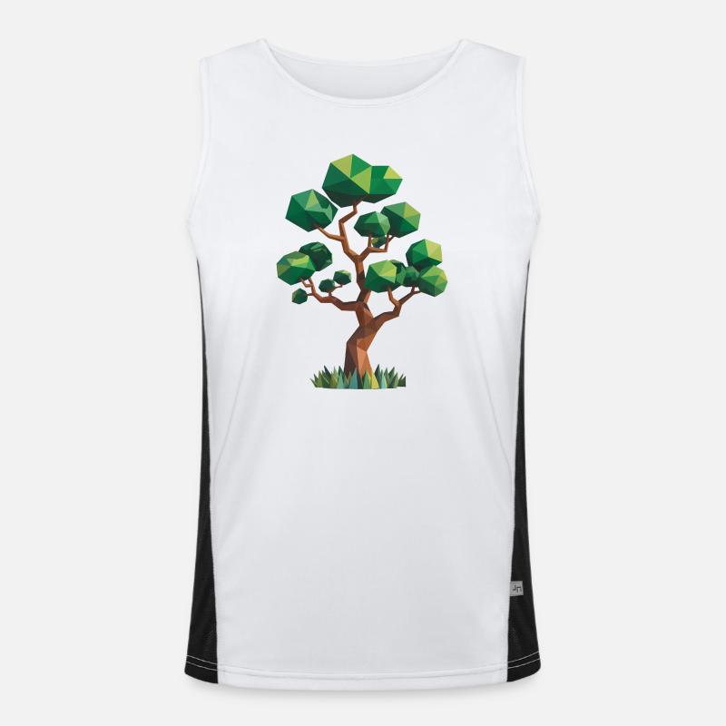 Baum - Cooles Low Poly Logo Funktionelles Kontrast-Tank Top für Männer 