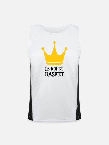 Le Roi du Basket - Débardeur respirant contrasté Homme  - blanc/noir - Devant