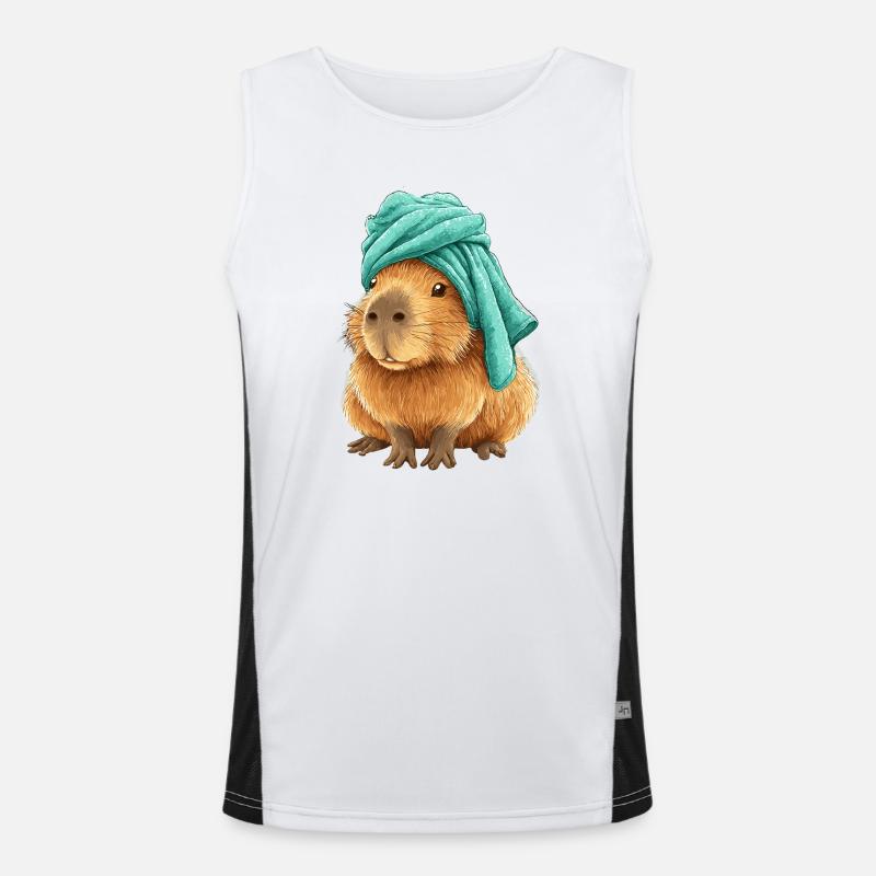 Capybara with cloth Men's Functional Contrast Tank Top 