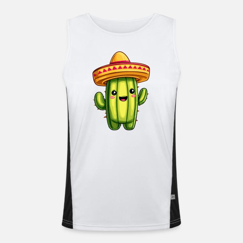 Cactus avec sombrero – cactus kawaii Débardeur respirant contrasté Homme 