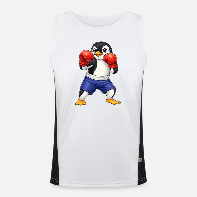 Boxe dessinée d’arts martiaux Penguin Boxer Cool Débardeur respirant contrasté Homme 