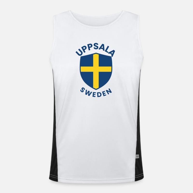 Blason d’Uppsala avec croix jaune Débardeur respirant contrasté Homme 