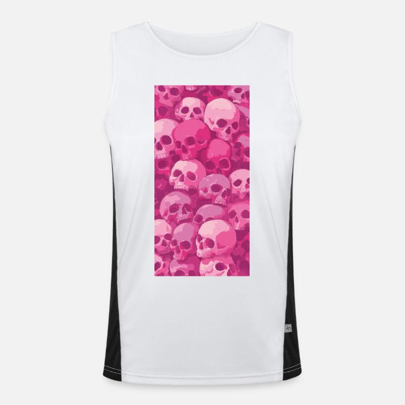 Pink Skull Pattern - Men's Functional Contrast Tank Top  - white/black
