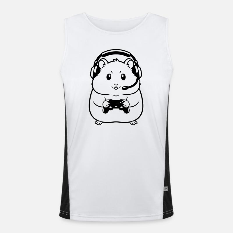 Gamer Hamster Controller Outline Men's Functional Contrast Tank Top 