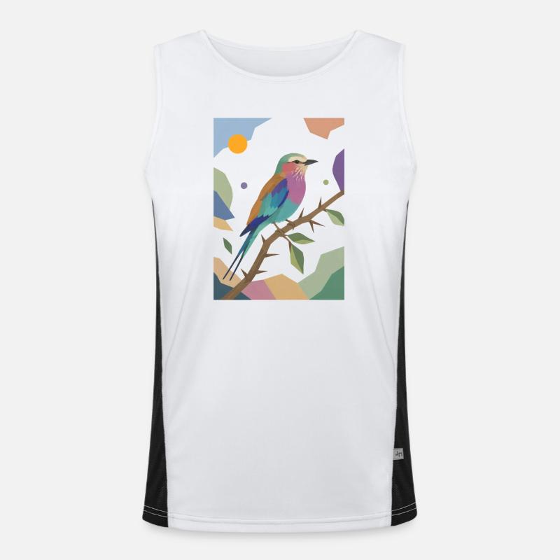 Bunter Vogel Fliederbrustwalze Design  Funktionelles Kontrast-Tank Top für Männer 