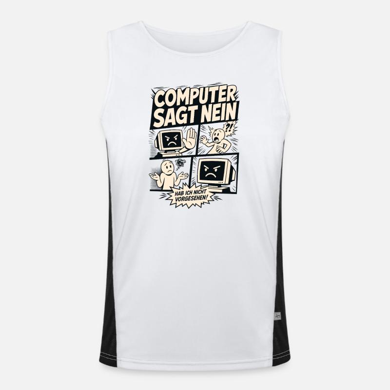 Computer sagt nein Comic Design Funktionelles Kontrast-Tank Top für Männer 