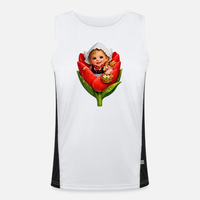 Bébé en fleur de tulipe rouge Débardeur respirant contrasté Homme 