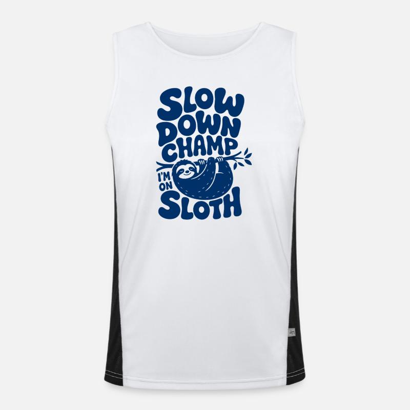 Slow Down Champ Sloth Design Men's Functional Contrast Tank Top 