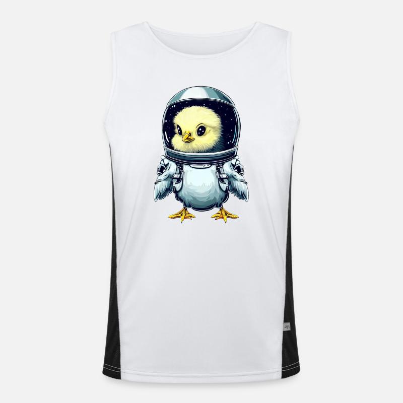 Chicken and chick astronauts, creative - Men's Functional Contrast Tank Top - white/black