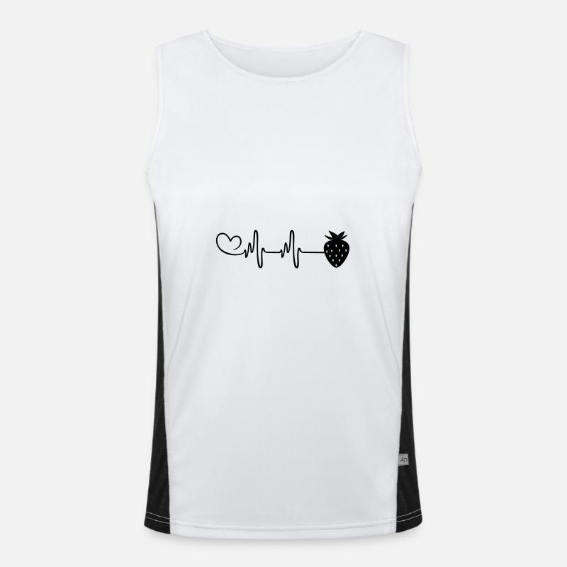 Erdbeere Icon Puls Herzschlag Funktionelles Kontrast-Tank Top für Männer 