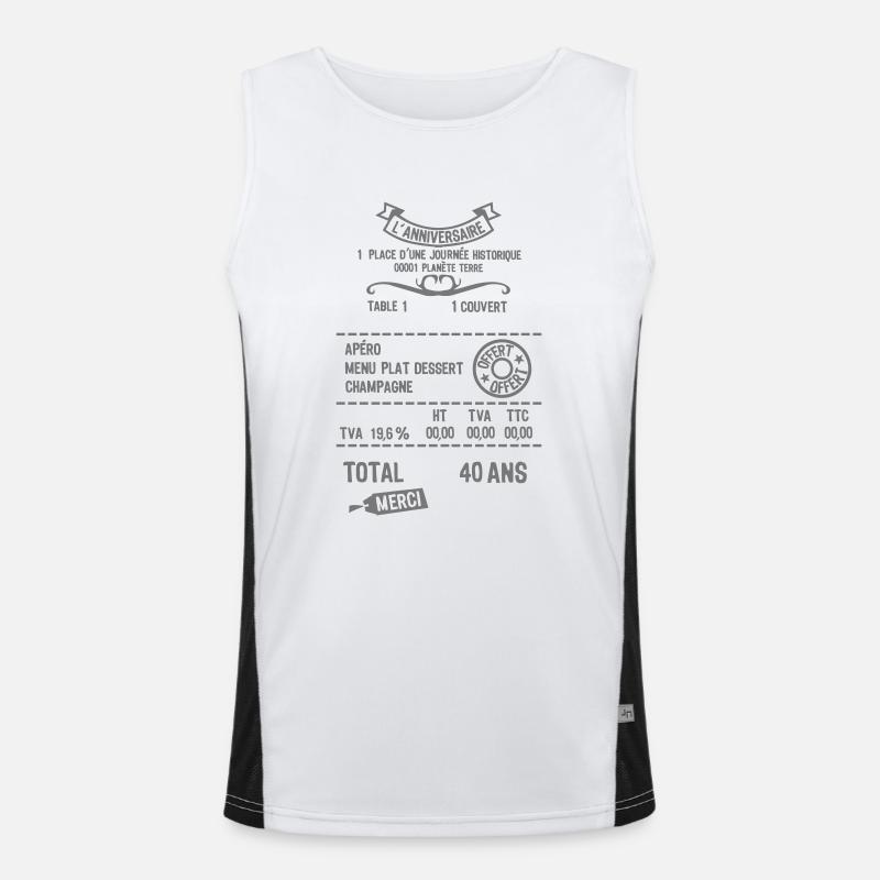 40 ans addition note resto restaur fact Débardeur respirant contrasté Homme 