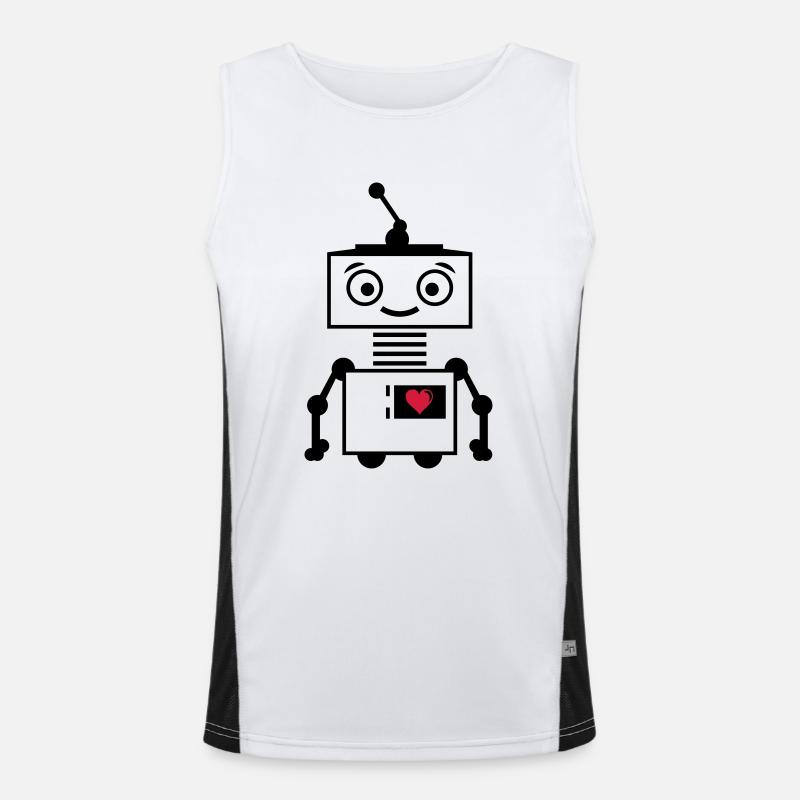 roboter_herz_2 - Men's Functional Contrast Tank Top  - white/black