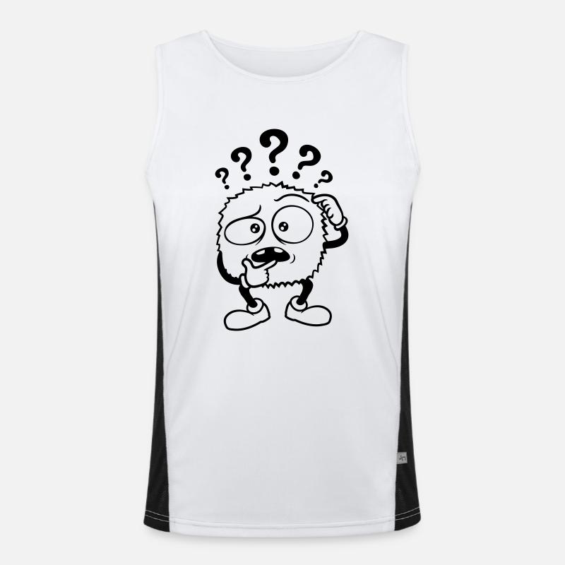 Doubtful question mark skeptical monster - Men's Functional Contrast Tank Top  - white/black