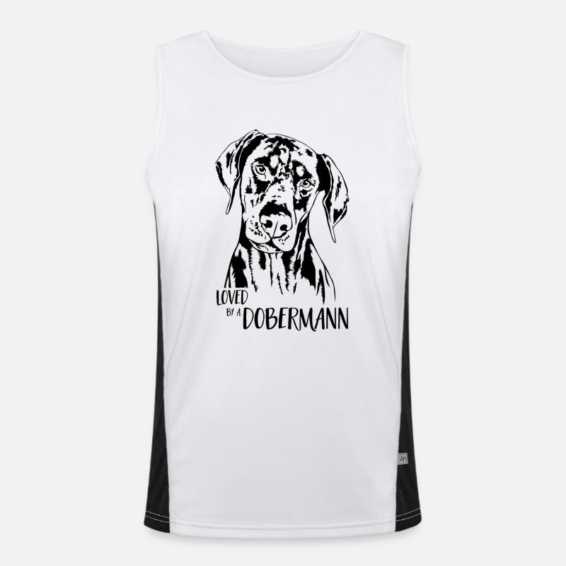 Loved by a Doberman dog saying Wilsigns Men's Functional Contrast Tank Top 