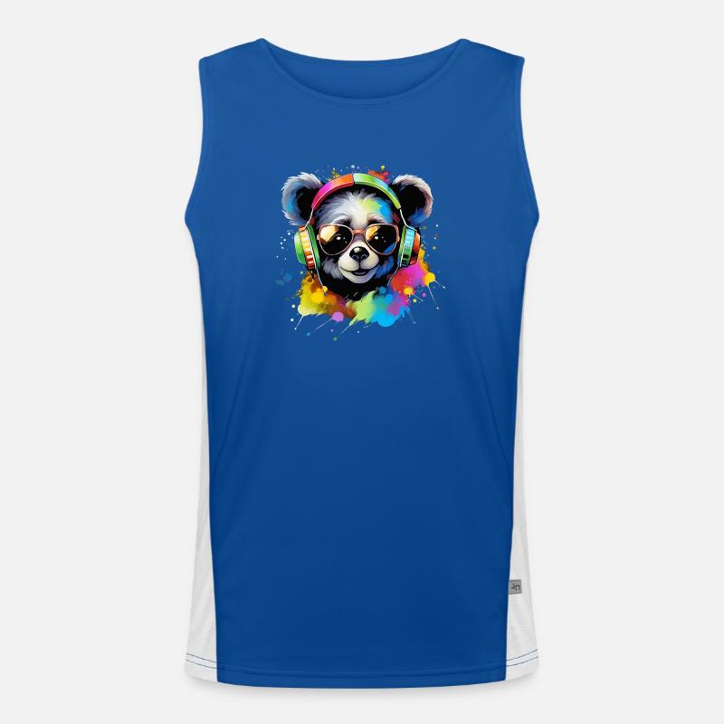 Süßer Baby Pandabär mit Headset Geschenk Bär Funktionelles Kontrast-Tank Top für Männer 