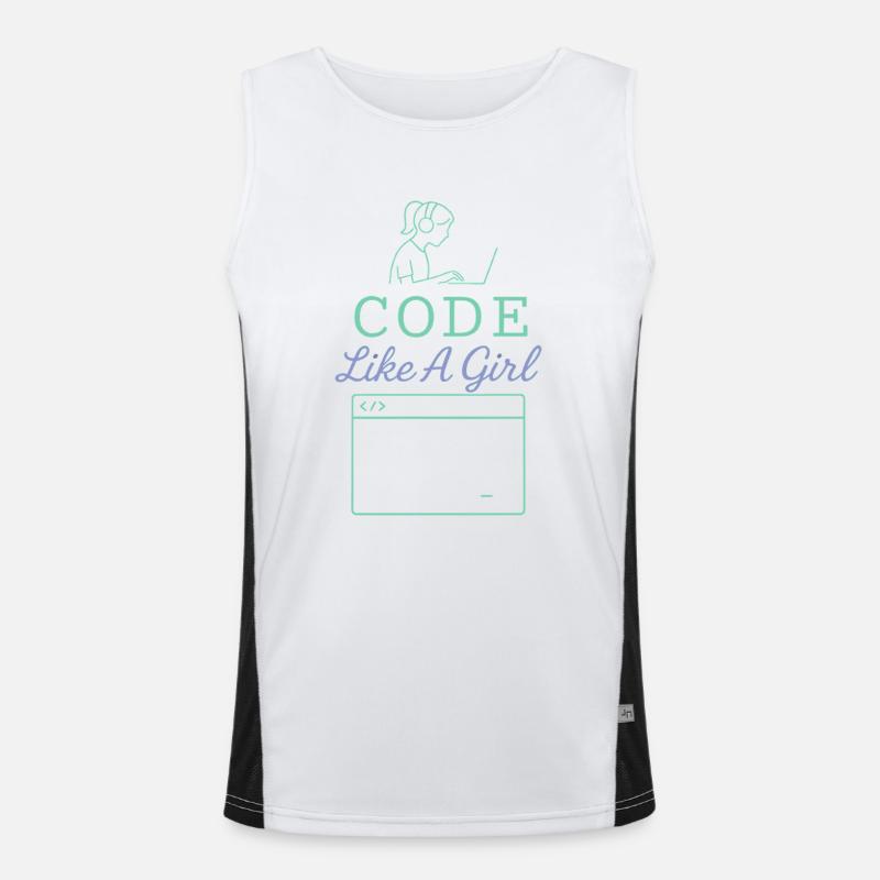 Code Like A Girl Funktionelles Kontrast-Tank Top für Männer 
