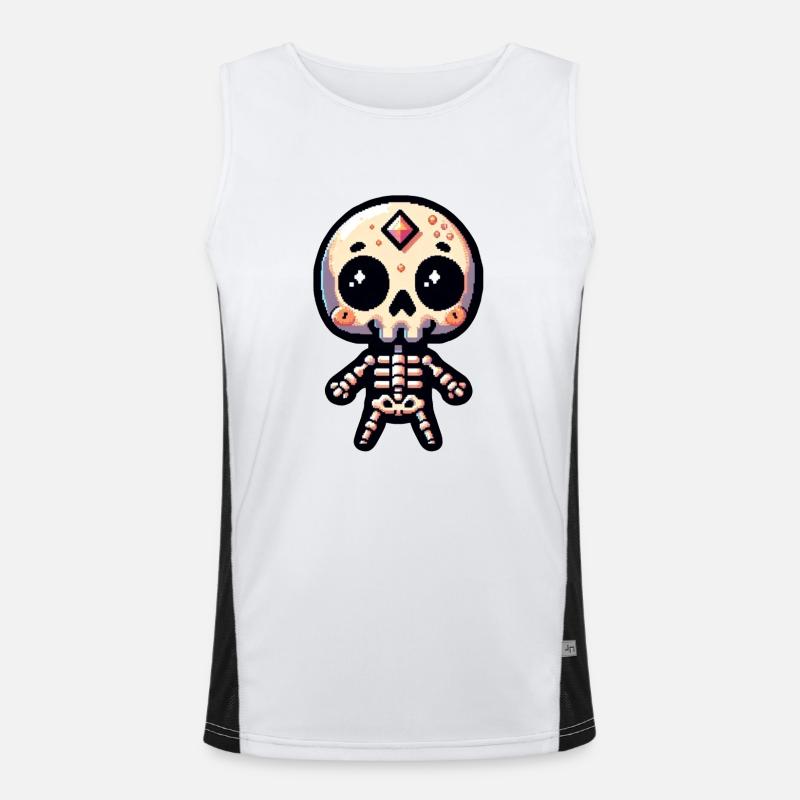 Pixelart Skeleton Men's Functional Contrast Tank Top 