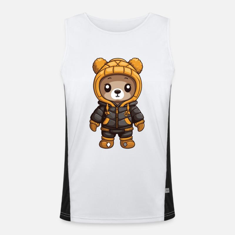 Bär Winter Comic Funktionelles Kontrast-Tank Top für Männer 