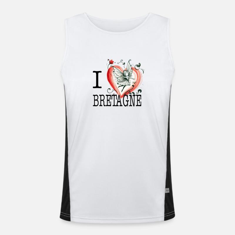 Ich liebe das Märchenherz der Bretagne Funktionelles Kontrast-Tank Top für Männer 