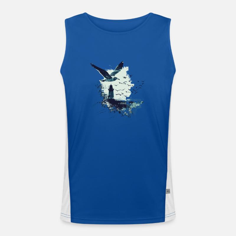 Möwe Seevogel Leuchtturm Funktionelles Kontrast-Tank Top für Männer 