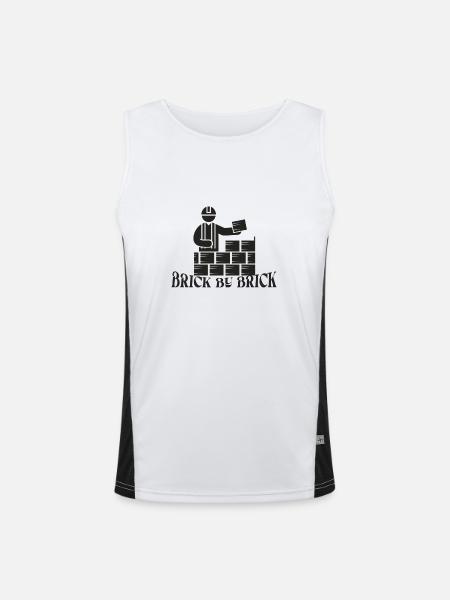 Brick by Brick - Meme Saying - Men's Functional Contrast Tank Top  - white/black - Front