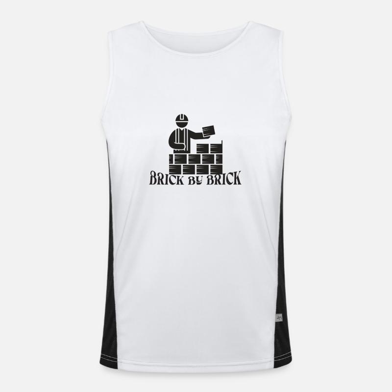 Brick by Brick - Meme Spruch - Funktionelles Kontrast-Tank Top für Männer  - Weiß/Schwarz
