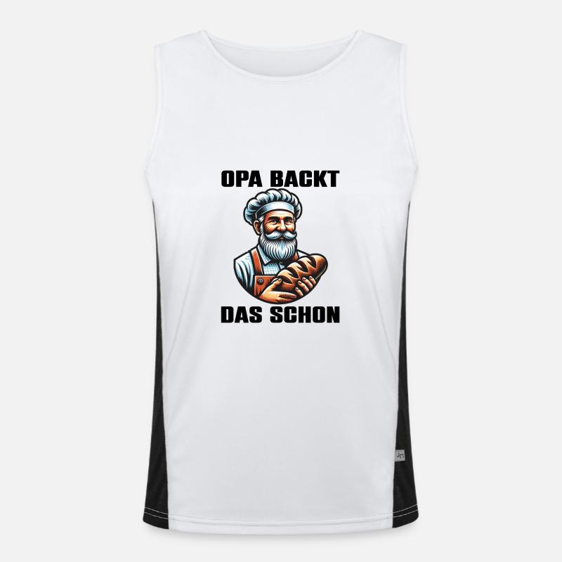 Opa backt das schon - Bäcker mit Broten Funktionelles Kontrast-Tank Top für Männer 