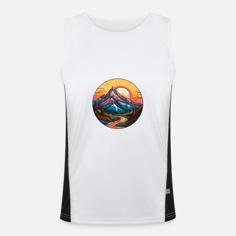 Berge Landschaft Kreis Funktionelles Kontrast-Tank Top für Männer 