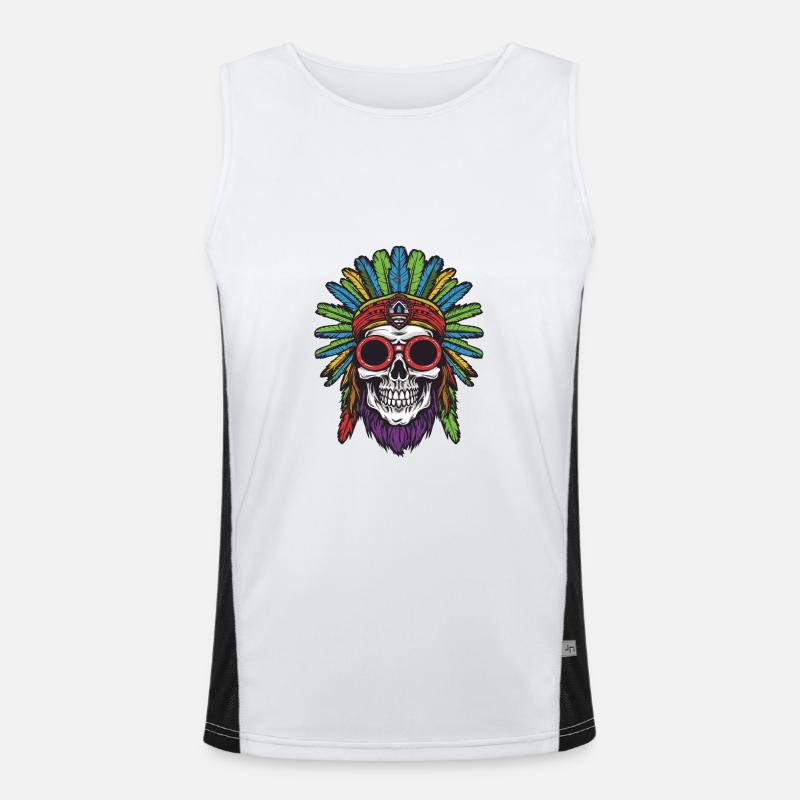 Apache Skull Indian Men's Functional Contrast Tank Top 