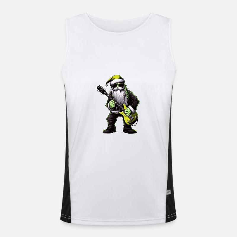 Weihnachtsmann Gitarre Santa Funktionelles Kontrast-Tank Top für Männer 