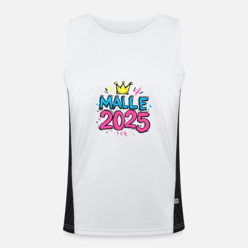 Malle 2025 Mallorca Spruch Funktionelles Kontrast-Tank Top für Männer 