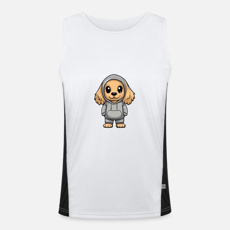 Cocker Spaniel Dog Funny Men's Functional Contrast Tank Top 