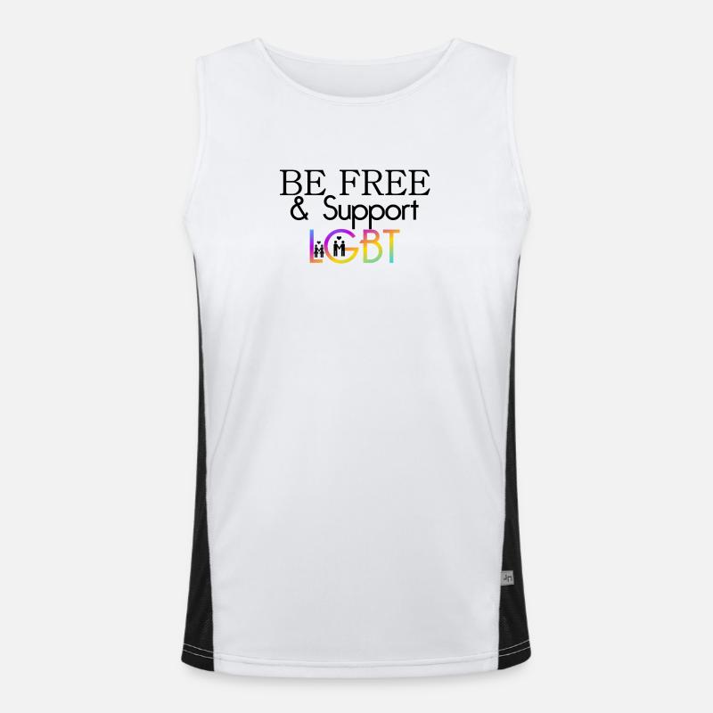 Be Free & Support LGBT Geschenk Funktionelles Kontrast-Tank Top für Männer 