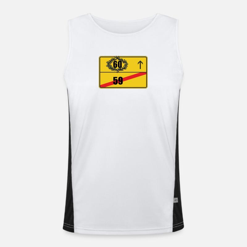 Ortsschild 60. Geburtstag Geschenk Funktionelles Kontrast-Tank Top für Männer 