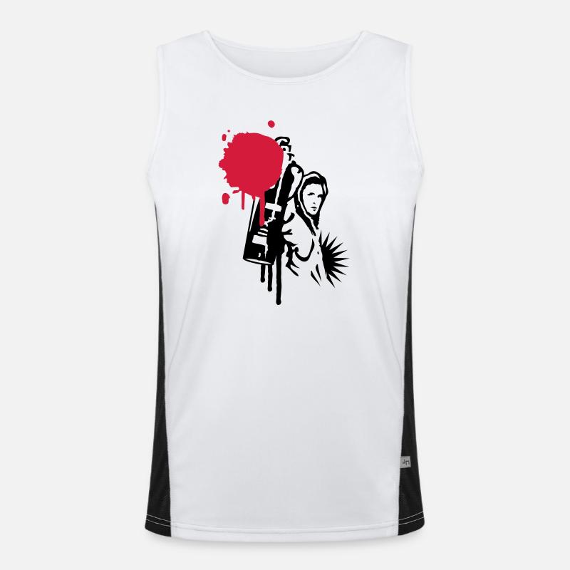 Graffiti sprayer mit Sprühdose im Graffiti Stil Funktionelles Kontrast-Tank Top für Männer 