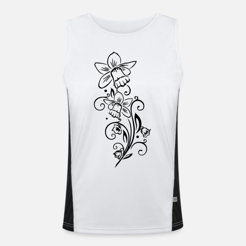 Easter Bells Daffodils Spring - Men's Functional Contrast Tank Top  - white/black