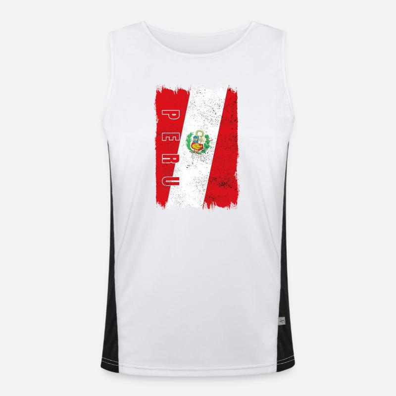Peru Flagge Funktionelles Kontrast-Tank Top für Männer 