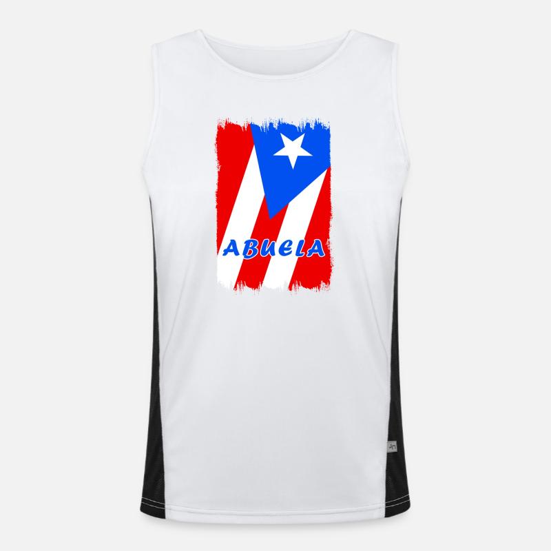Puerto Rico Großmutter Flaggen Design Funktionelles Kontrast-Tank Top für Männer 