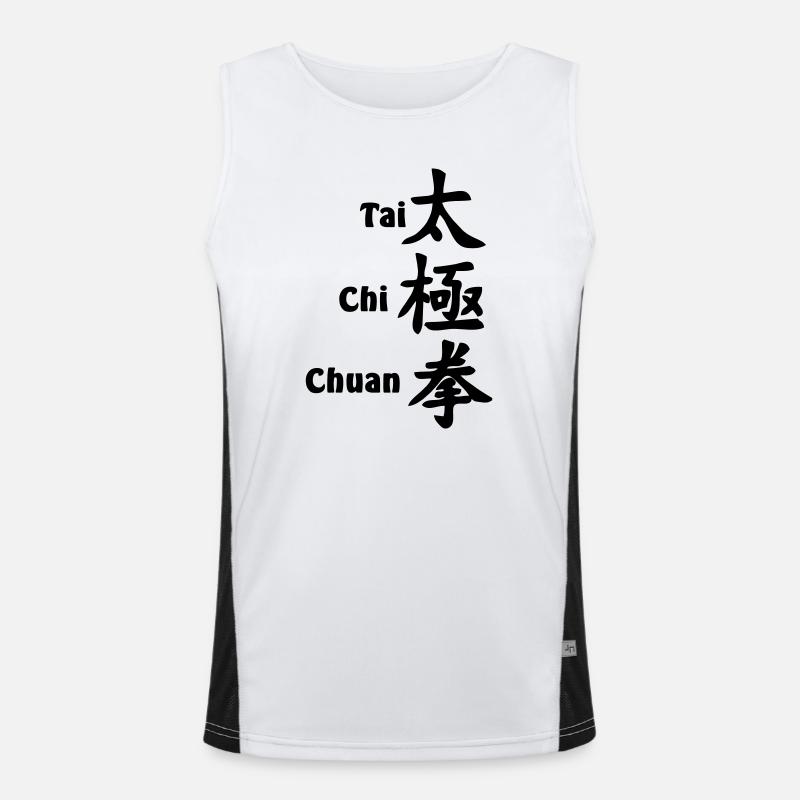 Script Tai Ji Quan vertical avec texte Débardeur respirant contrasté Homme 