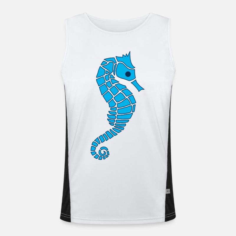Blaues Seepferdchen Funktionelles Kontrast-Tank Top für Männer 