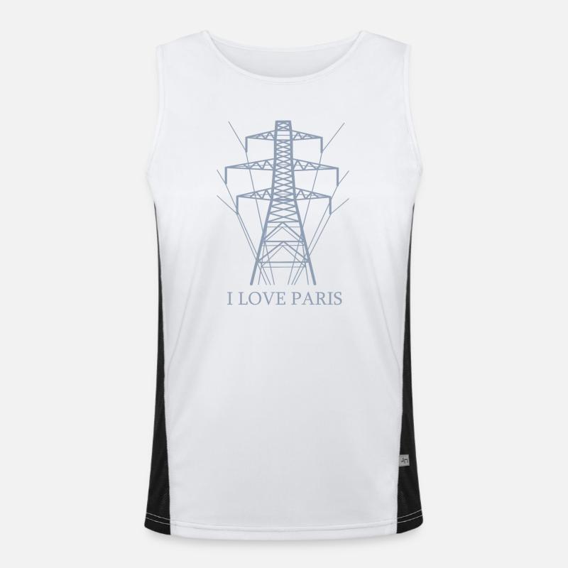 Ironic I love Paris Eiffel Tower as a power pole Men's Functional Contrast Tank Top 